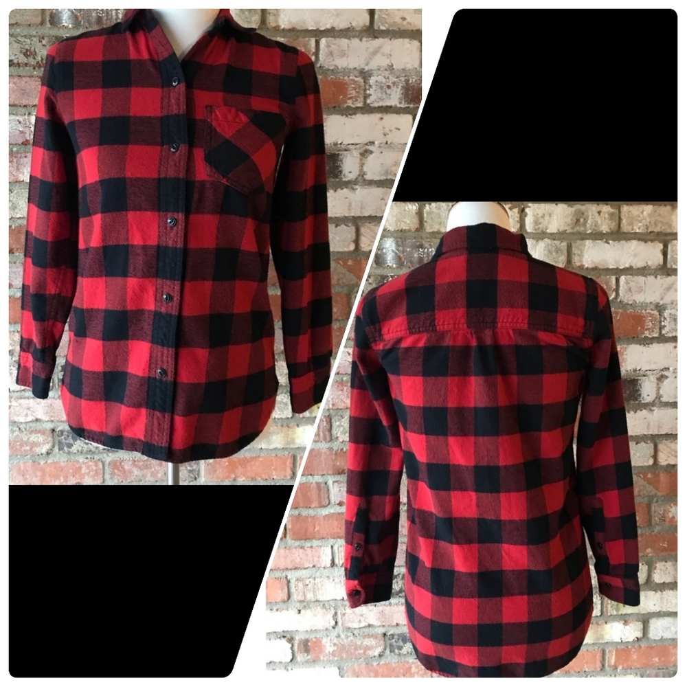 Madewell Flannel Ex-Boyfriend Oversized Shirt Buffalo Check Size XS●